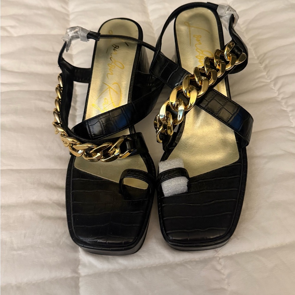 Elegant (Blue, Pink, and Black-NWT) Gold Chain Strap Sandals